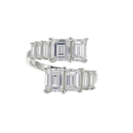 Silver Cubic Zirconia Galaxy Cocktail Ring (square cut)