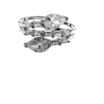 Silver Cubic Zirconia Trio Layer Pear Cocktail Ring (mixed cut)