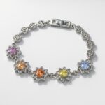 Silver Cubic Zirconia Colorful Star Braclet