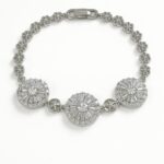 Silver Cubic Zirconia Beautiful Trio Flower Braclet