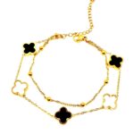 Anti Tarnish Gold Plated Black and White Flower Chain Braclet