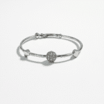 Silver Cubic Zirconia Diamante Ball Hand Cuff