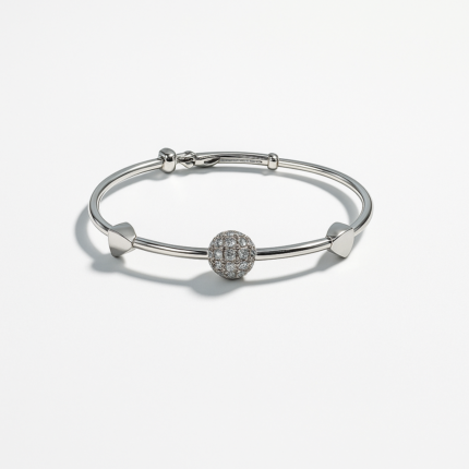 Silver cubic Zarconia Diamante ball hand cuff