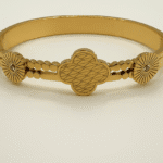 Anti tarnish stainless steel flower gold plated hand cuff