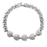 Silver Cubic Zirconia Diamante Heart Braclet
