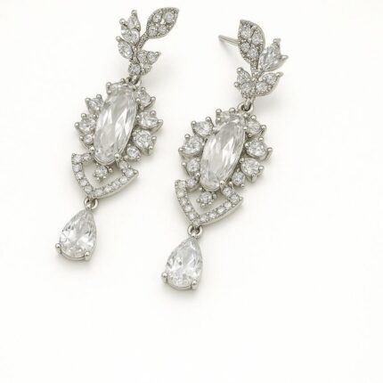 Stering Silver Cubic zircona Statement Drop earrings