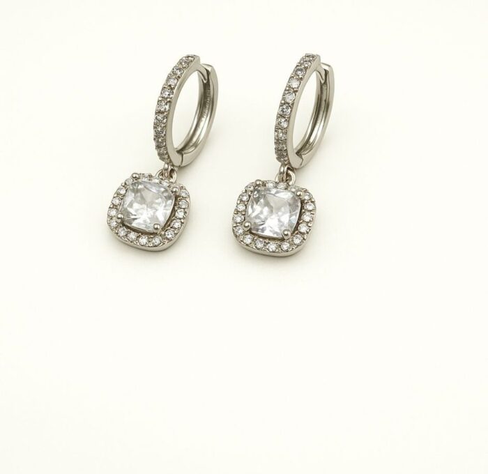 Stering Silver Cubic zircona Statement Huggie earrings - Image 1