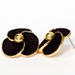 Black and Gold Stud Earrings