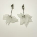 White Flower and Stone Drop Earrings