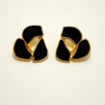 Gold and Black Stud Earrings
