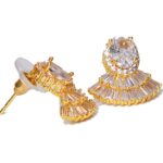 Gold Cubic Zircona Oyster Statement Stud  Earrings