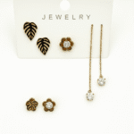 Anti Tarnish Stainless Steel Leaf Star Drop Earrings Set