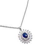 Sterling Silver Cubic Zirconia Diamante Blue Necklace