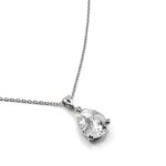 Sterling Silver Cubic Zirconia Teardrop Necklace