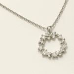 Sterling Silver Cubic Zirconia Flower Rings Necklace