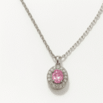 Sterling Silver Cubic Zirconia Diamante Oval Pink Necklace