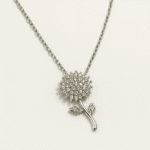 Sterling silver cubic zarconia Diamante Rotating Flower   Necklace