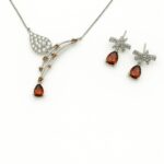 Silver Cubic Zirconia Statement Necklace and Stud Earings