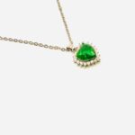 Sterling Silver Cubic Zirconia Diamante Green Heart Necklace