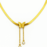Anti Tarnish Stainless Steel Butterfly with Hanging Stones Necklace