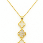 Anti Tarnish Stainless Steel Trio Flowers with Zircon Necklace