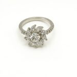 Silver Cubic Zirconia Shinning Flower Ring Mixed Cut