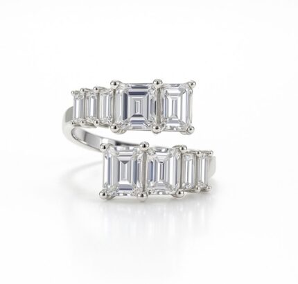 Silver cubic Zarconia Galaxy  Cocktail ring,sqare cut
