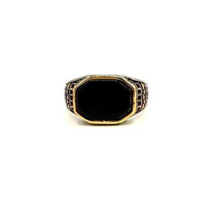 Anti tarnish stainless steel rectangular Men rings