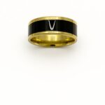 Stainless Steel Black and Gold Band Ring