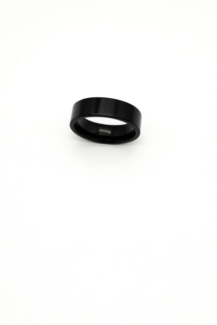 Stainless water poof black unisex Band ring
