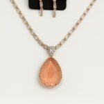 Golden Noir-Pear Drop Stone Tennis Set with Earrings