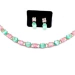Mint Rose Cat’s Eye – Tennis Choker Set with Earrings