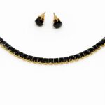 Noir Radiance–Tennis Choker Set with Earrings