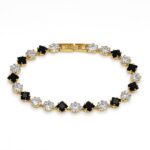 Golden Eclipse – Black & White Cubic Zirconia Tennis Bracelet