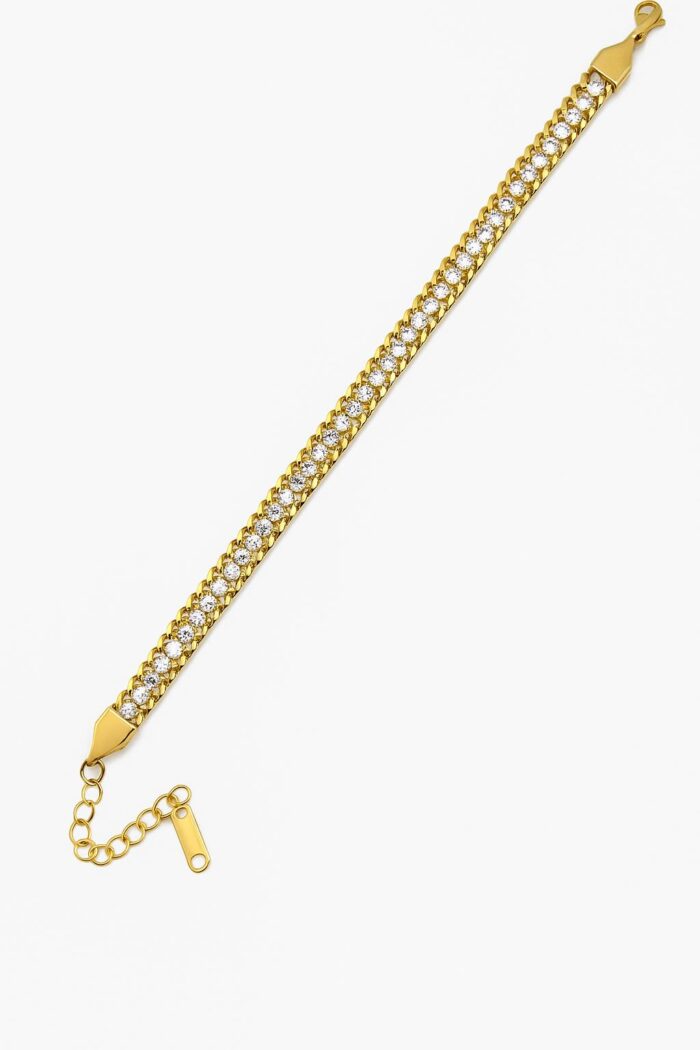 Solaria Gleam – Round-Cut & Cuban Chain Tennis Bracelet - Image 1
