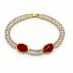 Crimson Aura – Gold and Red Tapered Baguette-Cut Tennis Bracelet