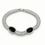 Noir Halo – Silver Tapered Baguette-Cut Tennis Bracelet