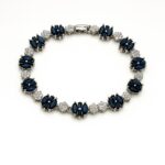 Midnight Crest – Silver and Royal Blue Marquise-Cut Sapphire Cubic Zirconia Bracelet