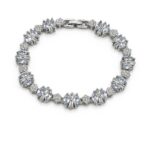 Frosted Bloom – Silver Marquise-Cut Cubic Zirconia Bracelet