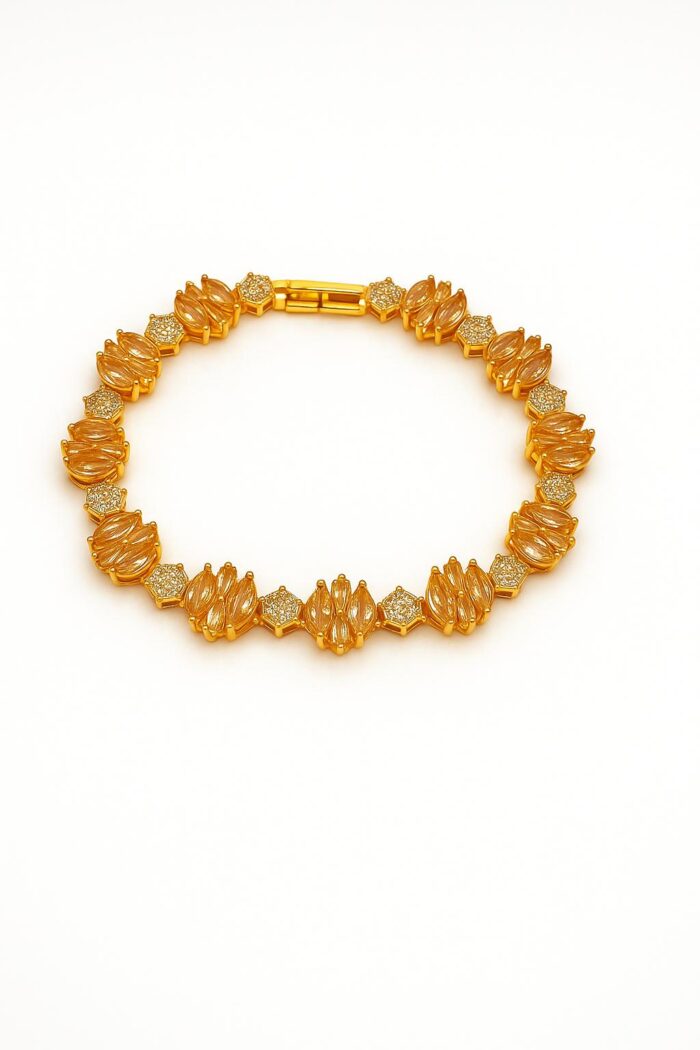 Sunflare Bloom – Gold Marquise-Cut Cubic Zirconia Bracelet - Image 1