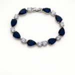 Sapphire Teardrop – Silver Pear-Cut & Round-Cut Cubic Zirconia Bracelet