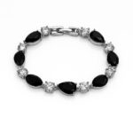 Noir Teardrop – Silver Black Pear-Cut & Round-Cut Cubic Zirconia Bracelet