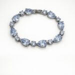 Ice Bloom – Silver Pear-Cut & Round-Cut Light Blue Cubic Zirconia Bracelet
