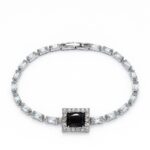 Midnight Regent – Silver Black Baguette & Emerald-Cut Tennis  Bracelet