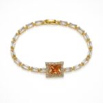Amber Crown – Gold Tapered Baguette & Princess-Cut Tennis Bracelet