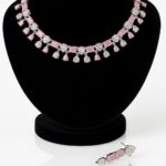 Blushing Charm Rose Cubic Zirconia Set with Statement Drop Earrings