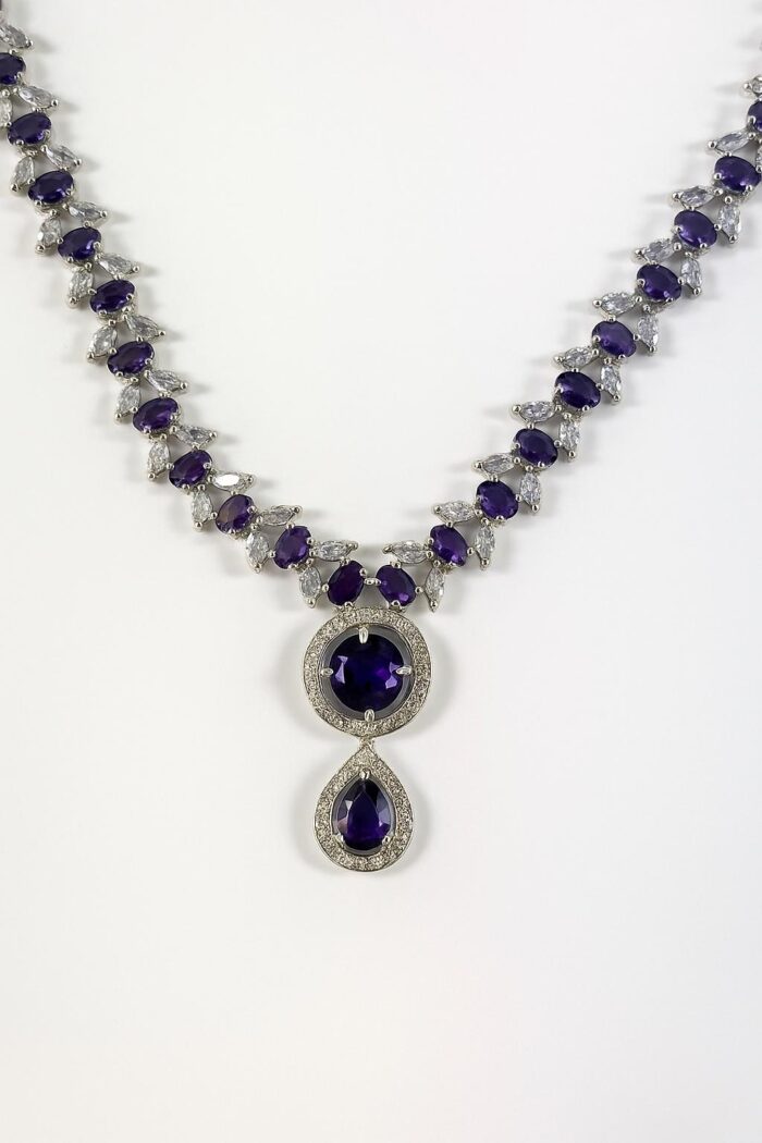 Royal Amethyst Elegance Set with Statement Dangle Earrings - Image 1