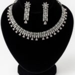 Rose Zirconia Cascade Set with Grand Tassel Earrings