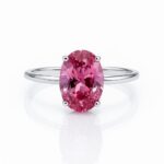 Pink Sapphire Solitaire Ring – Oval Cut Stone in Minimalist Setting