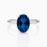Blue Sapphire Solitaire Ring – Oval Cut Stone in Minimalist Design